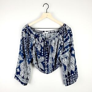 Altar’d State Blue Floral off the shoulder small